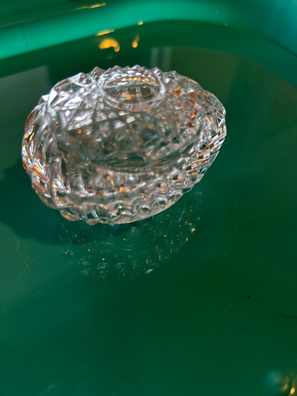 Vintage Unique Crystal Egg-Shaped  Bowl for Trinkets, Candy, or Jewelry Easter